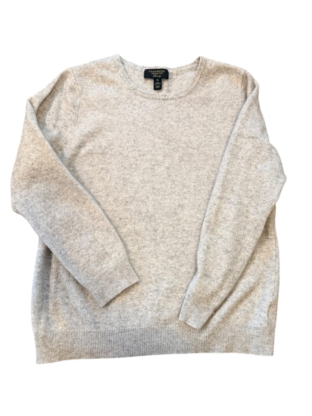 Nordstrom Light Heather Gray 100% Cashmere Crewneck Sweater